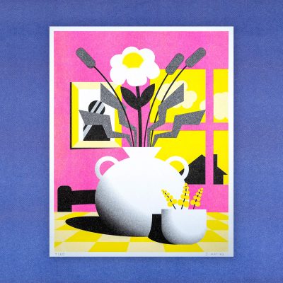 Affiche chez mamie risographie trois couleurs