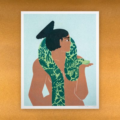 Femme Serpent Risographie de Mélanie Allag